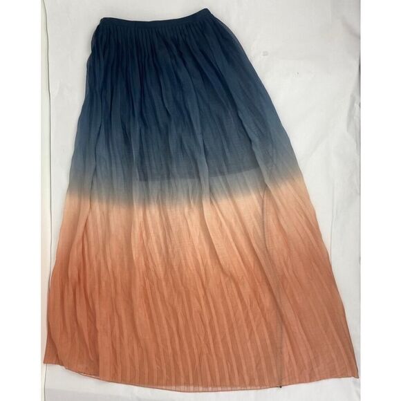 Cynthia Rowley Sheer Ombre Brush Skirt Gypsy Boho Blue Burnt Orange - Size Small - Picture 3 of 12